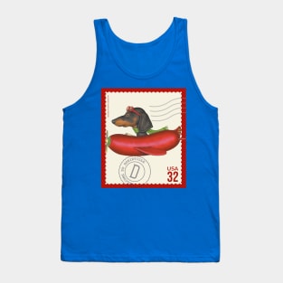 Funny Dachshund Doxie Dog flying a cute hotdog plane Tank Top